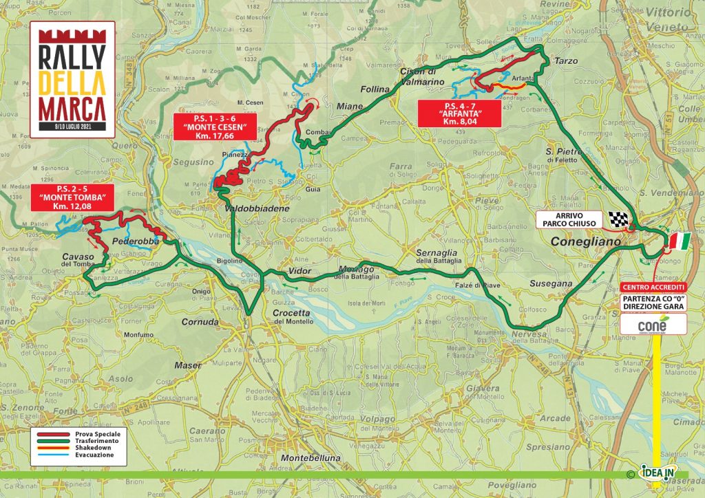 Rally della Marca 2021 - Prove speciali e trasferimenti Mappa